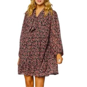 Lost + Wander Rose Garden Floral Long Sleeve Mini Dress- Size Small- NWT